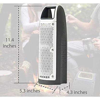 KICKER Bullfrog BF100 Bluetooth Portable Outdoor Speaker | 360° Sound Field | Waterproof Dustproof Casing IP67 Rating | Powerful 16 Watt AMP | 100 FT Wireless Range Gray