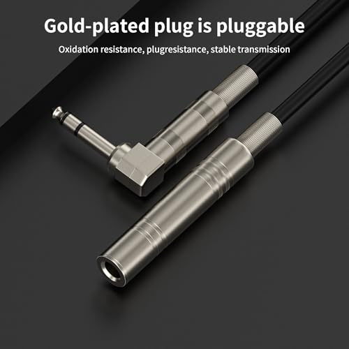 Right Angle 6.35mm TRS Audio Cable, 1.5FT 2Pack - Male to Female Stereo Headphone Extension Cable for Amplifiers, Headphones, Stage, DJ and More - style: Right Angle 6.35mm TRS Stereo Male to Female Audio Cable