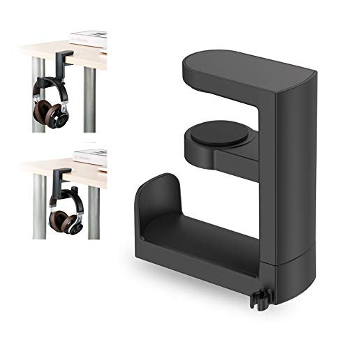 Gaming Headphone Stand Hanger Hook for Desk, Headset Holder Mount with 360° Rotating & Cable Clip Design, Universal Stand Clip for PC HyperX Gaming Headset AKG Beats Sony Sennheiser Music Headphones
