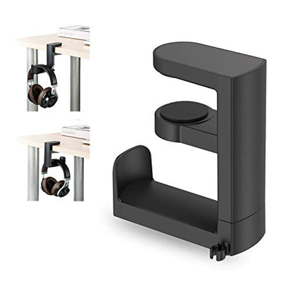 Gaming Headphone Stand Hanger Hook for Desk, Headset Holder Mount with 360° Rotating & Cable Clip Design, Universal Stand Clip for PC HyperX Gaming Headset AKG Beats Sony Sennheiser Music Headphones