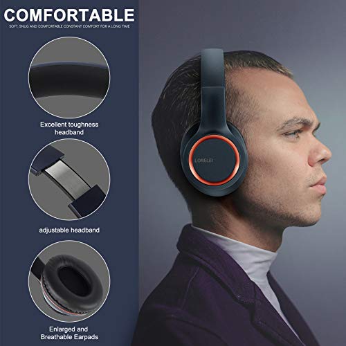 LORELEI X8 Over-Ear Wired Headphones with Microphone with 1.45m-Tangle-Free Nylon Line&3.5mm Plug,Lightweight Foldable & Portable Headphones for Smartphone,Tablet,Computer,Mp3/4(Dark Blue) - color: Dark Blue