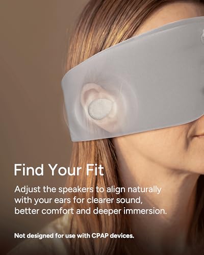 Sleenova SoundMask - Sleep Mask with Built-in Tuned Sleep Audio, Side Sleeper Optimized, Phone-Free Sleep & Nap, Bluetooth Modes, Cloud Grey - color: Cloud Grey