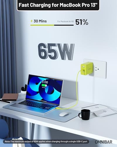 65W USB C Charger Block, 3-Port GaN Fast Wall Charger Power Adapter | 2 USB-C & 1 USB-A, Foldable Plug, PD 3.0 PPS Fast Charging, for iPhone 17/16/15, Galaxy S26/S25, Pixel 10/9, iPad & MacBook - color: Lime Green