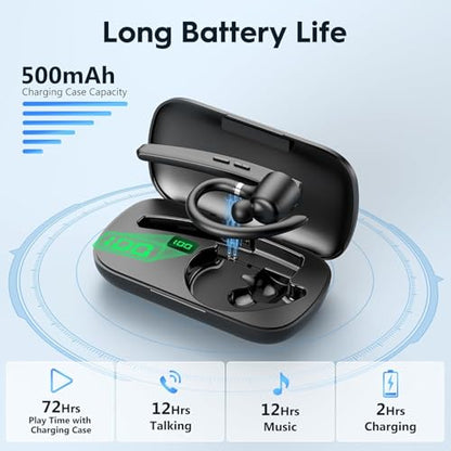 Bluetooth Headset 2 Pack V5.1 72H Talktime Wireless Headset for Cellphone | 500mah Charging Case,Mute Function,Dual Mic Noise Cancelling Hands-Free Bluetooth Earpiece for Office Driver (2)