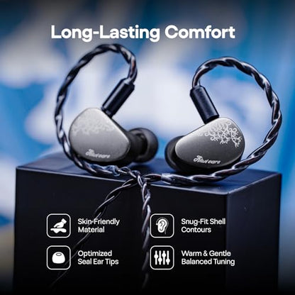 Linsoul Kiwi Ears Cadenza II 10mm Titanium Driver in Ear Monitor, HiFi Wired IEM Earphones with KARS 2.0(Grey) + Kiwi Ears SONICAP Waterproof Earbud Case,Hard Protective IEM Storage Box (Black)