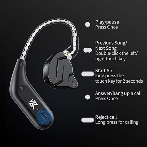 KZ AZ09 Bluetooth 5.2 IPV5 Waterproof Noise Reduction Bluetooth Module Upgrade Cable Ear Hook for ZSX/ZSN/ZSNPRO/ZSNProX/ZS10PRO/AS12/AS16/ZAX/ZAS/DQ6(C pin) - color: AZ09-C,Black
