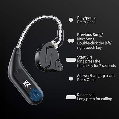 KZ AZ09 Bluetooth 5.2 IPV5 Waterproof Noise Reduction Bluetooth Module Upgrade Cable Ear Hook for ZSX/ZSN/ZSNPRO/ZSNProX/ZS10PRO/AS12/AS16/ZAX/ZAS/DQ6(C pin) - color: AZ09-C,Black