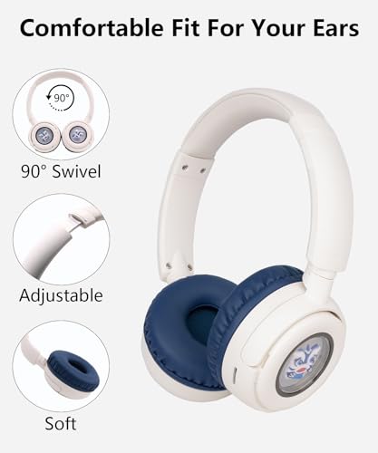 Wireless On-Ear Headphones Bluetooth with Microphone, Lightweight Foldable Wireless Headphones Built-in LED Lights, FM Radio, Micro SD/TF Slot for Travel Home, Blue Q9M - color: SeaBlue