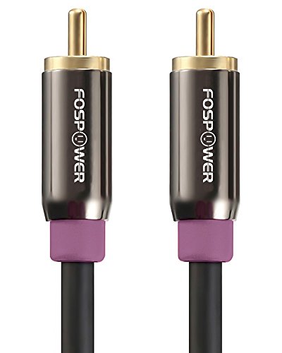 FosPower Subwoofer Cable (15 FT) RCA to RCA Audio Stereo Cable, Male to Male - Dual Shielded Cord | 24K Gold Plated Connector | Corrosion Resistant | Clean Sounding Signal - size: 15 Feet