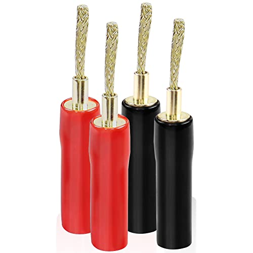 MEIRIYFA Flex Pin Banana Plugs Connector, Braided 2MM Banana Plug Wiring Plug Pin Gold-Plated Audio for Amplifier Speaker Wires Sound Systems（4 PCS）