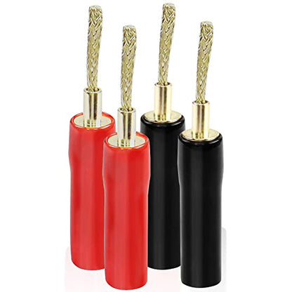 MEIRIYFA Flex Pin Banana Plugs Connector, Braided 2MM Banana Plug Wiring Plug Pin Gold-Plated Audio for Amplifier Speaker Wires Sound Systems（4 PCS）