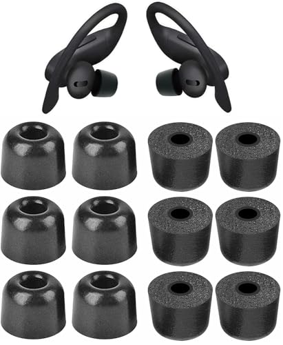 Memory Foam Tips Compatible with Powerbeats Pro Replacement Ear Tips, Perfect Noise Cancellation, Fit in Case, Foam Tips 6 Pairs, Black, Large Size (515BL) - size: Large