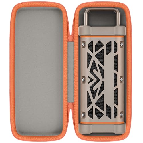for TRAVOR Magnetic Bluetooth Speaker Hard Carrying Case,Sand+Orange | Travel Protective Storage Bag with Handle, Shockproof EVA Shell and Soft Lining, Shockproof Protective Storage Case - color: Sand Case + Orange Zipper
