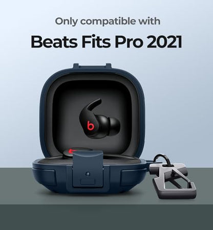 Dexnor Rugged Bumper Case for Beats Fit Pro (2021) Cases with Secure Lock, Shockproof Clear Cover with Carabiner & Keyring for Beats Fit Pro 2021 Blue - color: blue