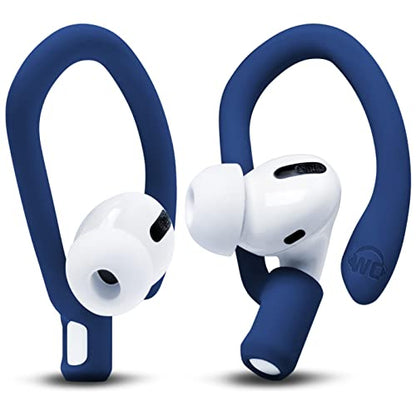 WC HookZ - Patented Upgraded Over Ear Hooks for AirPods Pro 1, 2 & AirPods 1, 2 & 3- Two Size Pairs Included in Package, Unique Left & Right Hook, Made by Wicked Cushions | Navy Blue - color: Navy Blue