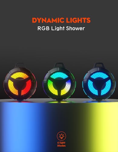 Waterproof Bluetooth Shower Speaker with Suction Cup, IPX7 Bathroom Speaker, 15W Loud Stereo Sound, Deep Bass, TWS Pairing, RGB Lights, Portable Speaker Gift for Men & Women
