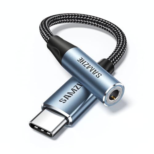 SAMZHE USB C to 3.5mm Audio Adapter, HiFi DAC Aux Dongle with Mic - size: 1 Pack