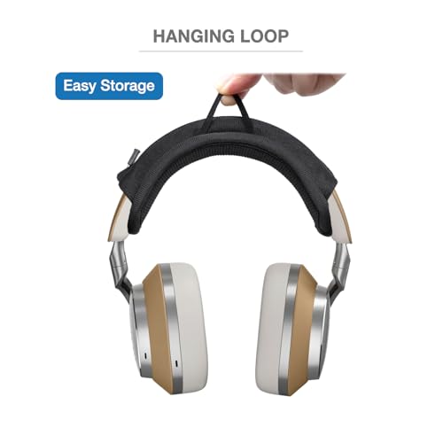 Headband Cushion Cover Compatible with Bowers & Wilkins Px8, Px7 S3 S2e, P9, P7 Over/On-Ear Headphone, 6mm Thick Soft Cushion for Pressure Relief, No Wobble Zipper Slider, with Hanging Loop