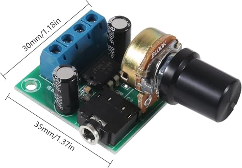 5pcs LM386 Mini Audio Amplifier Board DC 3-12V Volume Adjustable Control LM386 Audio Power Amplifier Module Support 0.5W-10W Speakers(Pack of 5) - color: 5pcs