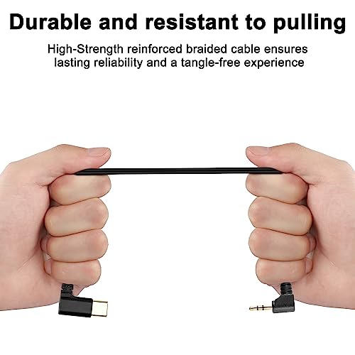 XMSJSIY Type C to 2.5mm Audio Cable USB C Male to 2.5mm TRS 3 Pole- 2Pcs | Male AUX 90 Degree Right Angle Headphone Jack Replacement Extension Cable Gold Connector Plated- 29cm/11inch