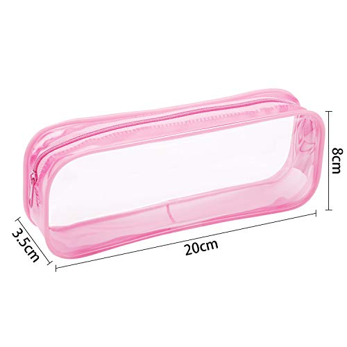 Tatuo 4 Pieces Clear PVC Bags Big Capacity Zipper Pencil Pouch Case Travel Luggage Makeup Cosmetic Bag(Pink) - color: Pink
