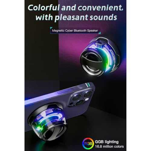 2 Pcs G200 Magnetic Bluetooth Speaker,Multifunctional Portable Mini Speaker with Multi RGB Color Light Show-3D Surround Sound Effect,Christmas Birthday Gifts - color: Black+Black