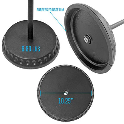 AxcessAbles Weighted Mic Stand Floor with Heavy Round Base, Quick Grip Height Adjustment - 74" Microphone Stand Include 33" Detachable Mic Boom Arm. Tall Microphone Stand for Singing (MS-201RB) - size: 1-Pack