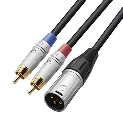 Tisino 2 RCA to XLR Male Unbalanced Cable Y-Splitter, 10 FT/3m | Unbalanced Dual RCA Male to 1 XLR Male Splitter Cable for Mixer Amplifier Home Theater Systems, 20AWG OFC Gold-plated - size: 10 feet, style: XLR Male to Dual RCA