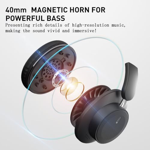 H9 Rotatable Wireless Headphones Over The Ear (Black) | Bluetooth Headsets,1.5m Audio Cable,Built-in Mic, Deep Bass Foldable Hi-res Lightweight, for Home,Travel,iOS,Android,Outdoor - color: Black