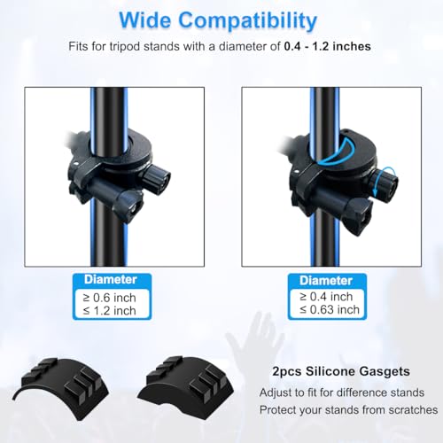 Mic Stand Phone Holder Mount Adjustable Phone Holder for Mic Microphone Music Stand [Dual Ballhead 360°Swivel] iPhone Mic Stand Holder for iPhone 15 14 13 12 Pro Max Samsung Galaxy, Any Smartphones - style: One Pack