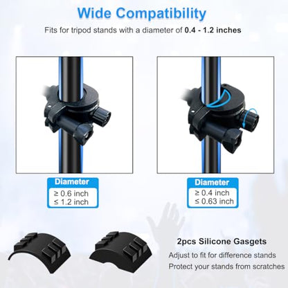 Mic Stand Phone Holder Mount Adjustable Phone Holder for Mic Microphone Music Stand [Dual Ballhead 360°Swivel] iPhone Mic Stand Holder for iPhone 15 14 13 12 Pro Max Samsung Galaxy, Any Smartphones - style: One Pack