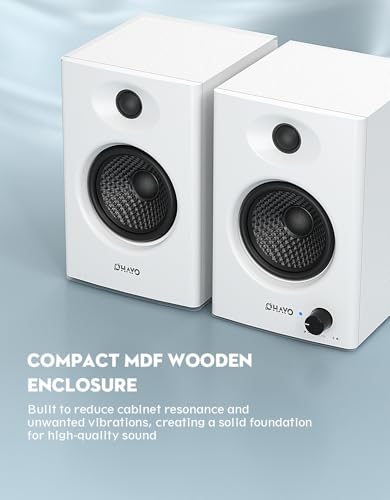 OHAYO 60W Computer Speakers, Bluetooth 5.3, Stereo 2.0, 1 Pair, White - color: White