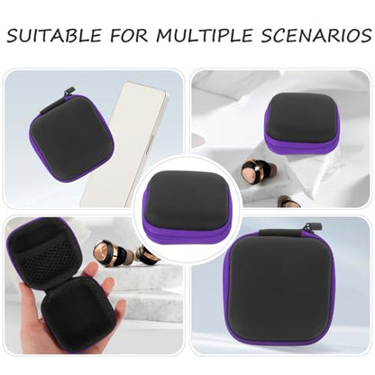 Portable Earbuds Carrying Case with Cable Organizer Bag for Travel, Eva Hard Shell Ear Buds Storage Pouch in Purple, Compatible with Wired Earphones and Chargers