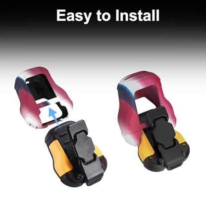 CYBERGUYS Silicone Case for DEWALT Wearable Bluetooth Speaker, Durable | Shock-Proof Non-Slip Protective Cover for DEWALT Mini Speaker, Lanyard, Small Lightweight, Easy-to-Install Sleeve - color: Red/White/Blue