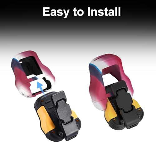 CYBERGUYS Silicone Case for DEWALT Wearable Bluetooth Speaker, Durable | Shock-Proof Non-Slip Protective Cover for DEWALT Mini Speaker, Lanyard, Small Lightweight, Easy-to-Install Sleeve - color: Red/White/Blue