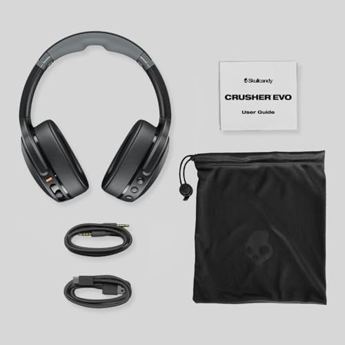Skullcandy Crusher Evo Wireless Multi-Sensory Bass Headphones - Chill Grey | Bluetooth, Noise Isolating Over-Ear Fit, 40 Hours Battery, Microphone, Working Out, Gym, Travel, Studying, Music - color: Chill Grey