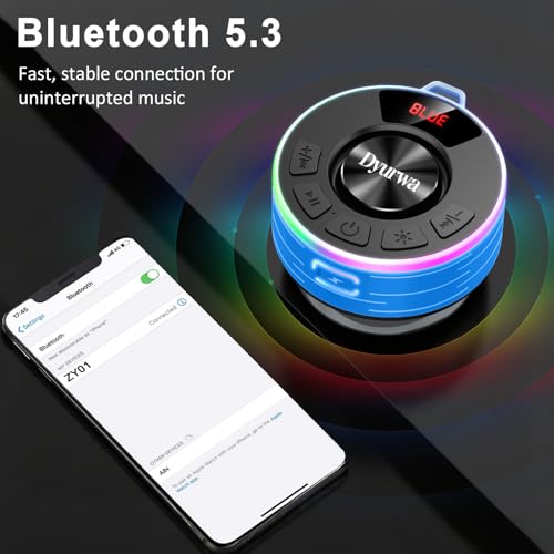 Bluetooth Shower Speaker, Waterproof Shower Speaker Bluetooth 5.3 Loud Clear Sound with Suction Cup, Built-in Mic, Digital Display/RGB Lights, IPX7 Bathroom Speaker for Outdoor/Pool/Beach/Party/Gift. - color: Blue