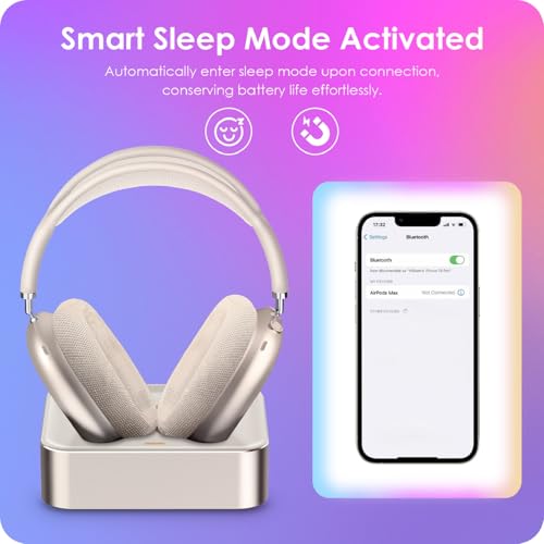 Headphone Charging Station for AirPods Max 1 & 2 - Magnetic Charger Dock with Lightning & USB-C Connectors, LED Indicator, Easy Drop-in Charging (Starlight) - color: Starlight