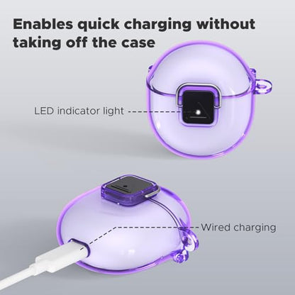 [Safety Lock] Compatible with Google Pixel Buds 2A Case, TPU Anti-Yellowing Shockproof Protective Cover for Google Pixel Buds 2A 2025, Includes Cleaning Kit & Carabiner (Transparent Light Purple) - color: Transparent Light Purple