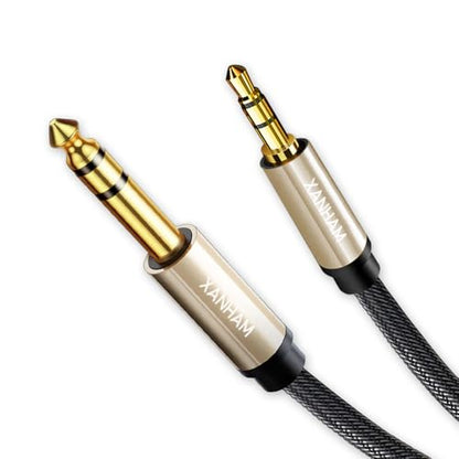 3.5mm to 1/4 Stereo Audio Cable 6.6 Feet /2M, 1/8" to 6.35mm 1/4" TRS Male Aux Cord Double Shielded with Braiding for Guitar, Amplifiers, PC, Home Theater, Speaker, etc. - size: 6.6 Feet