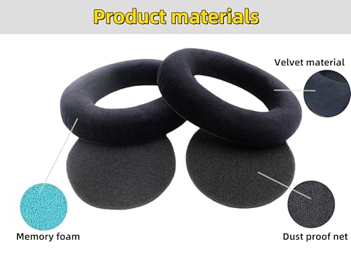 Replacement Earpads for Sennheiser HD598 HD560S Headphones - Black | Fit for Sennheiser HD598CS/HD598SE/598SR/595/HD599/515/518/HD555/HD558/HD569/579, Breathable Velour Ear Cushions, Comfort Fit