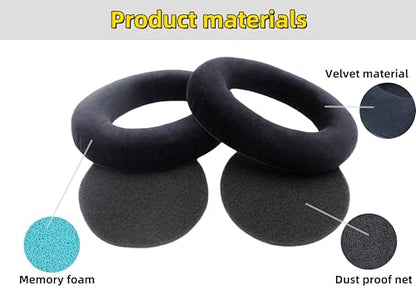 Replacement Earpads for Sennheiser HD598 HD560S Headphones - Black | Fit for Sennheiser HD598CS/HD598SE/598SR/595/HD599/515/518/HD555/HD558/HD569/579, Breathable Velour Ear Cushions, Comfort Fit