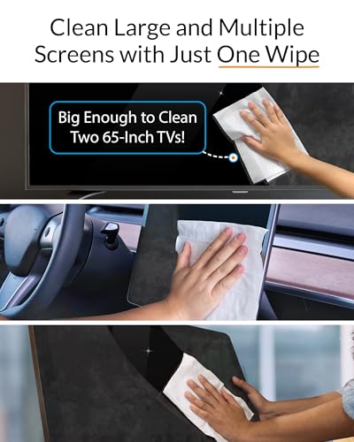 iCloth XL Screen Cleaning Wipes, Lint-Free and Streak-Free, Fast-Drying, Removes Dust, Fingerprints, and Smudges (20 XL Wipes) - size: 20 Count (Pack of 1)