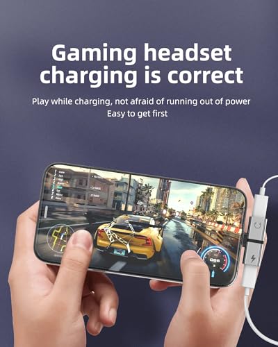 Lightning Jack Adapter for iPhone 11 12 13 14 Pro for ipad Pack of 2 Headphone Charger Connector to Audio AUX Splitter Cable Earphones Port Accessory Car Tablet AUX