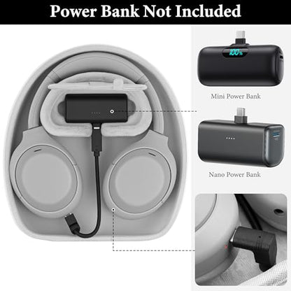 Geekria PRO Charging Headphones Case Compatible with Sony WH-1000XM6, WH-1000XM5, WH-1000XM4, ULT WEAR and More, Hard Shell, Durable, Multi-Layer Protection (White) Without Power Bank