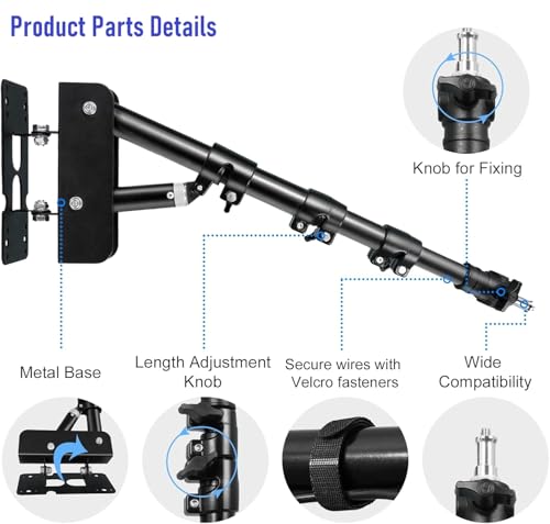 Microphone-Ceiling-Holder,Telescoping Mic Wall-Mount Boom Arm for Blue Yeti USB Nano Snowball and Logitech G Yeti-Orb,Yeti GX Microphones Gaming Podcast Streaming