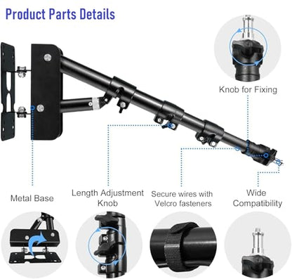 Microphone-Ceiling-Holder,Telescoping Mic Wall-Mount Boom Arm for Blue Yeti USB Nano Snowball and Logitech G Yeti-Orb,Yeti GX Microphones Gaming Podcast Streaming