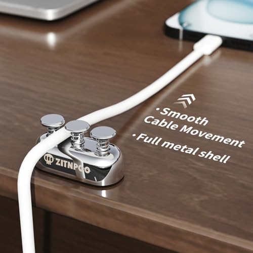 Zinc Alloy Cable Organizers (2 Pack) | Desk Cable Anchors for Charger & Cord Management | Premium, Stylish & Durable Clips for Home & Office