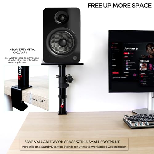 Tlingt Clamp-on Desktop Speaker Stands Pair, Desk Mount Set, Adjustable Height - size: For 5"- 6" Speaker