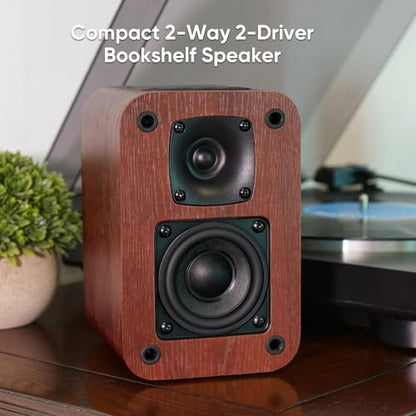 RIOWOIS Powered Bookshelf Speakers, Desktop Speakers for Record Player | 40W, 2.75" Woofer, Silk Dome Horn Tweeter, Supports TV-ARC/Optical, AUX/Bluetooth 5.3 Input, Compatible with Fire TV Remote